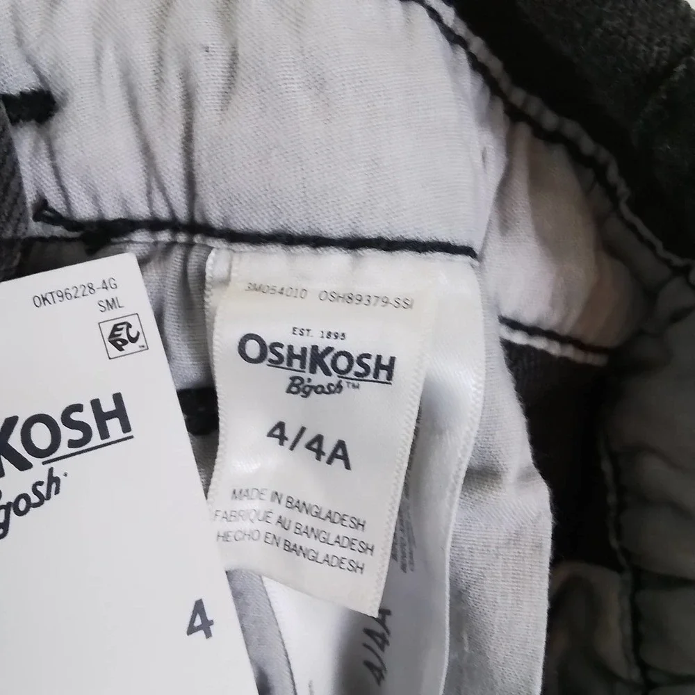 OshKosh Girls Overalls 4 Black Faded Cropped Denim Overall Jeans Relaxed Fit‎